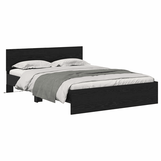Estrutura da Cama de casal moderno com cabeceira Carvalho Preto 120 x 200 cm
