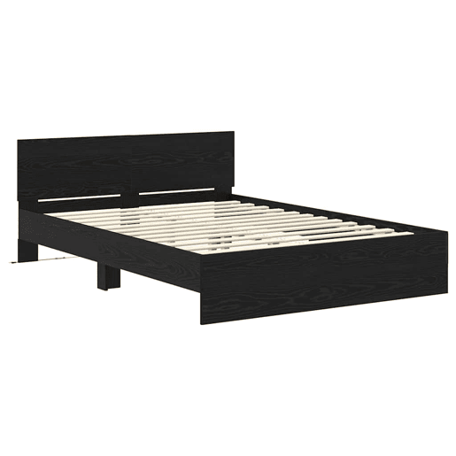 Estrutura da Cama de casal moderno com cabeceira Carvalho Preto 120 x 200 cm
