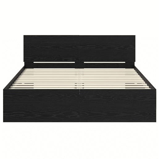 Estrutura da Cama de casal moderno com cabeceira Carvalho Preto 120 x 200 cm