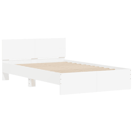 Estrutura de Cama de casal para adultos com cabeceira e luzes LED 120x190 cm branco