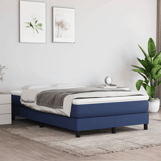 Estrutura de Cama de casal moderno com molas 120x200 cm tecido azul