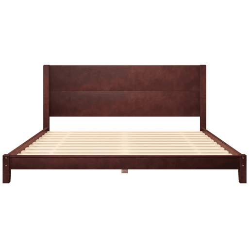 Cama de plataforma 180 x 200 cm - com cabeceira e base de ripas - castanho