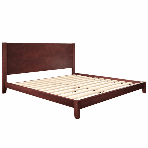 Cama de plataforma 180 x 200 cm - com cabeceira e base de ripas - castanho
