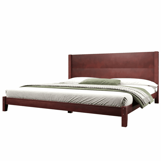 Cama de plataforma 180 x 200 cm - com cabeceira e base de ripas - castanho