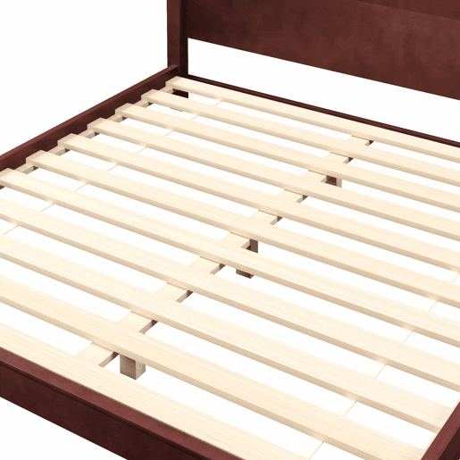 Cama de plataforma 180 x 200 cm - com cabeceira e base de ripas - castanho