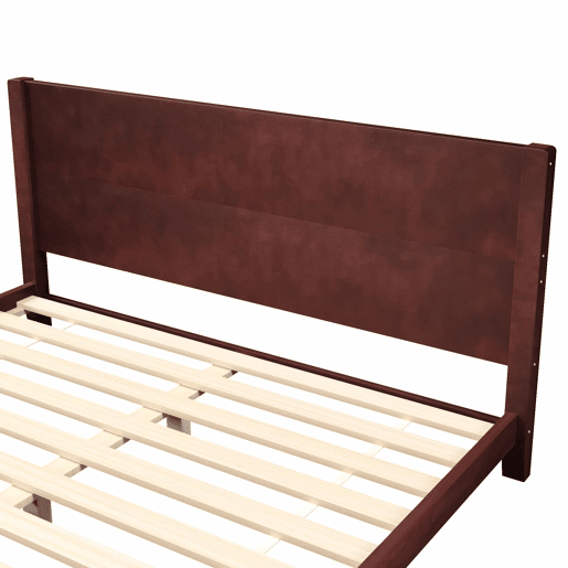 Cama de plataforma 180 x 200 cm - com cabeceira e base de ripas - castanho