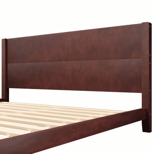 Cama de plataforma 180 x 200 cm - com cabeceira e base de ripas - castanho