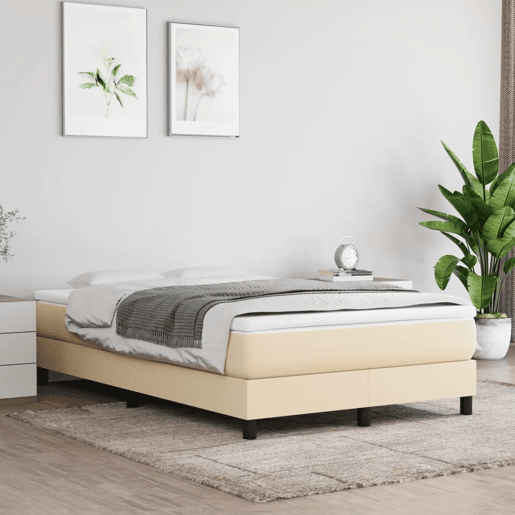 Estrutura de Cama de casal moderno com molas 120x200 cm tecido cor creme