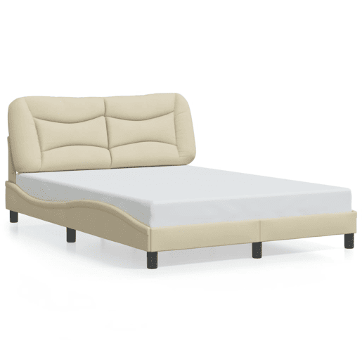 Estrutura de Cama de casal moderno com LED - 120x200 cm tecido creme