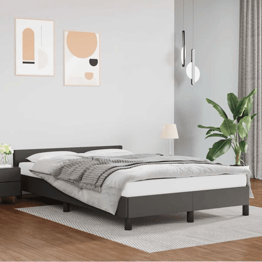 Estrutura Cama de casal para adultos c cabeceira sem colchão 120x200 cm cinzento