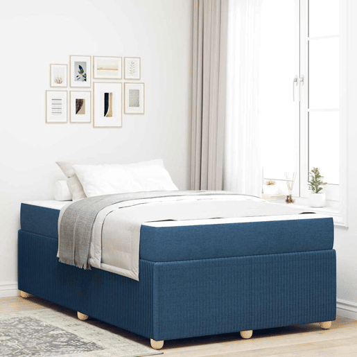 Estrutura da Cama de casal moderno com colchão - Azul 120 x 200 cm tecido