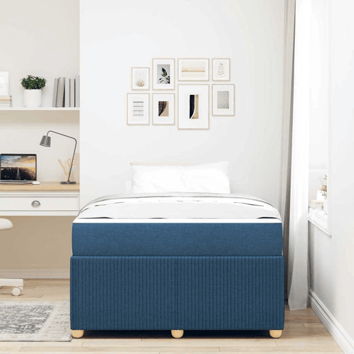 Estrutura da Cama de casal moderno com colchão - Azul 120 x 200 cm tecido