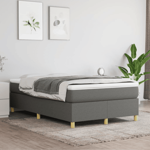 Estrutura de Cama de casal moderno com molas 120x200 cm tecido cinzento-escuro
