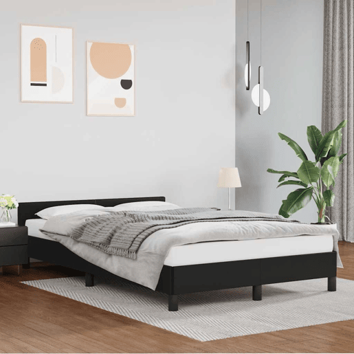 Estrutura Cama de casal para adultos c cabeceira sem colchão 120x200 cm preto