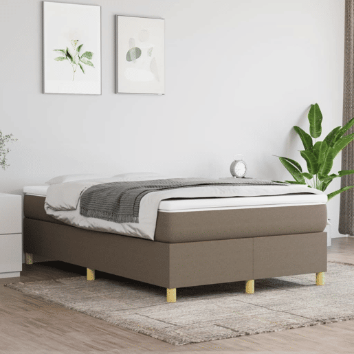 Estrutura de Cama de casal moderno com molas sem colchão 120x200 cm tecido cinza-acastanhado