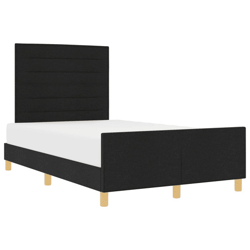 Estrutura de cama de casal com cabeceira - Preto 120 x 200 cm tecido