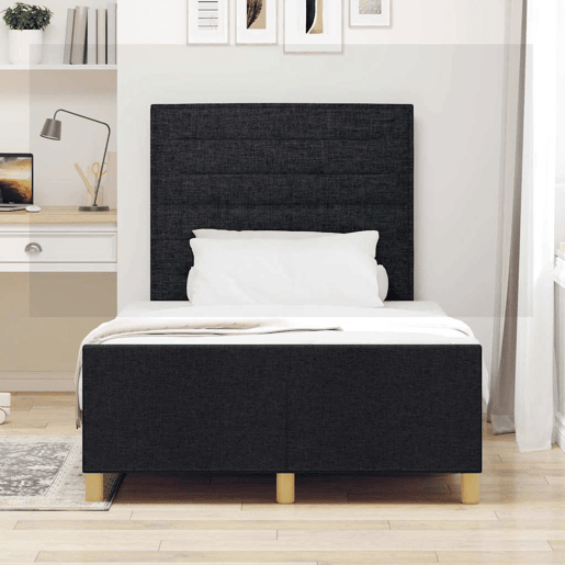 Estrutura de cama de casal com cabeceira - Preto 120 x 200 cm tecido