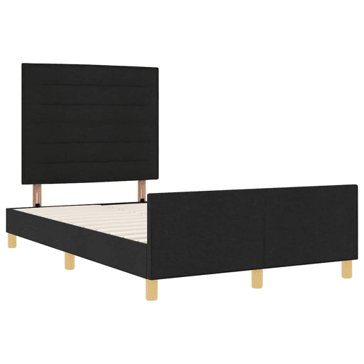 Estrutura de cama de casal com cabeceira - Preto 120 x 200 cm tecido