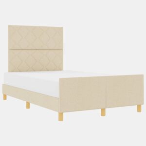 Estrutura da Cama de casal simple com cabeceira Creme 120 x 200 cm tecido