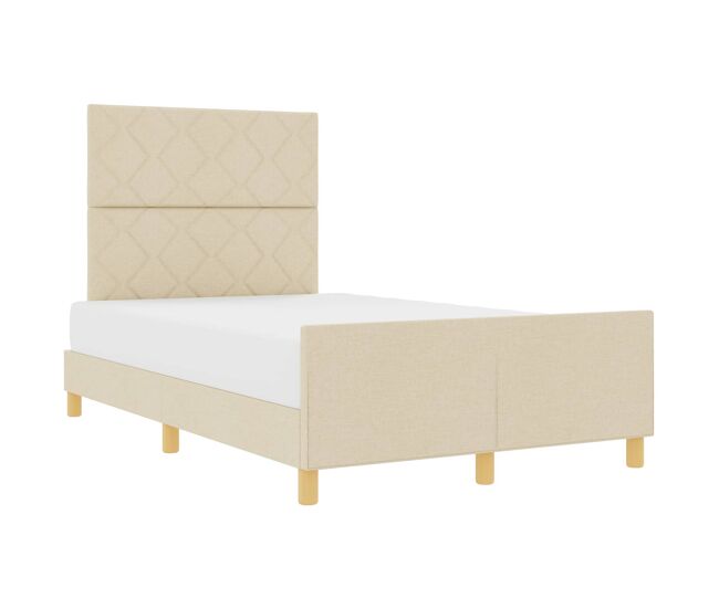 Estructura de cama matrimonial comodidad con cabecera - crema 120 x 200 cm tela