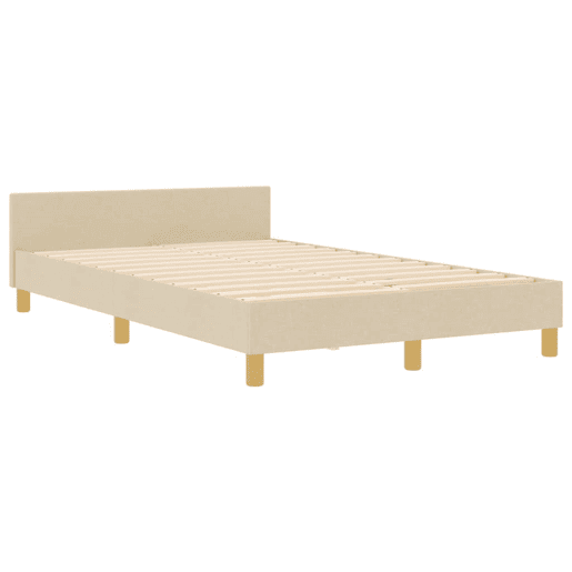 Estrutura da Cama de casal simple com cabeceira Creme 120 x 200 cm tecido Estrutura da Cama de casal simple com cabeceira Creme 120 x 200 cm tecido