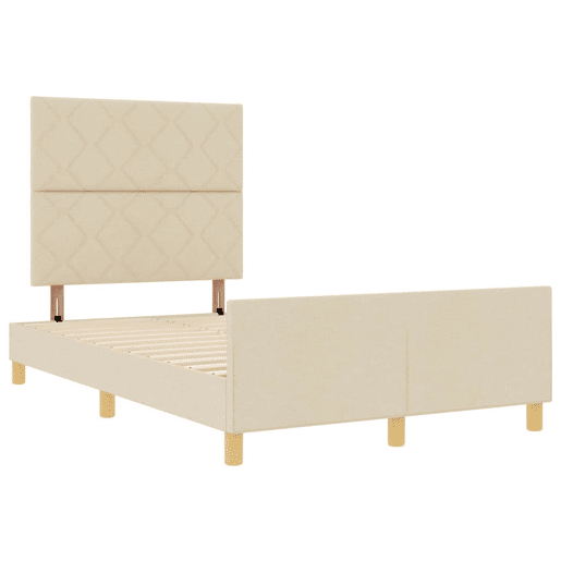 Estrutura da Cama de casal simple com cabeceira Creme 120 x 200 cm tecido Estrutura da Cama de casal simple com cabeceira Creme 120 x 200 cm tecido