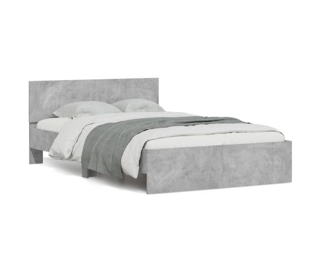 Estructura de cama matrimonial estilo con cabecero gris hormigón 120x190 cm