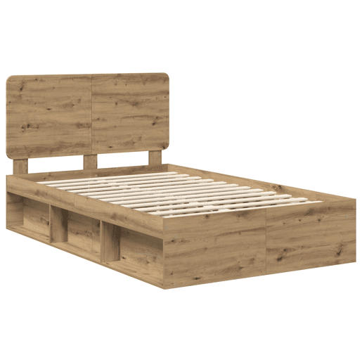 Estrutura de cama de casal moderno com cabeceira - Carvalho Artesanal 120 x 190 cm