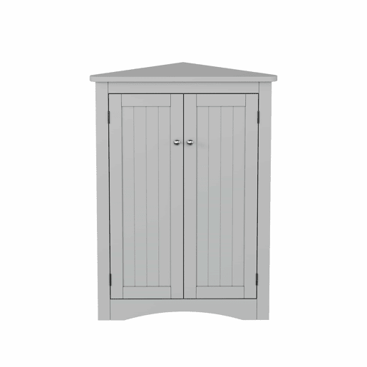 Armário de canto para casa de banho 61,5 x 80 cm - 2 portas triangulares, 3 prateleiras, MDF de alta qualidade com acabamento lacado, design economizador de espaço para casa de banho, cozinha e sala de estar - Cinza Armário de canto para casa de banho 61,5 x 80 cm - 2 portas triangulares, 3 prateleiras, MDF de alta qualidade com acabamento lacado, design economizador de espaço para casa de banho, cozinha e sala de estar - Cinza