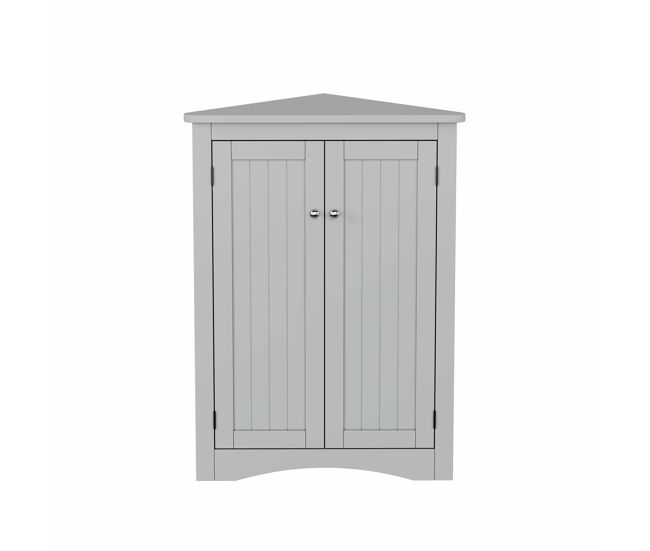 Armario esquinero de baño 61,5 x 80 cm - 2 puertas triangular, 3 estantes, mdf de alta calidad con acabado lacado, diseño ahorra espacio para baño,