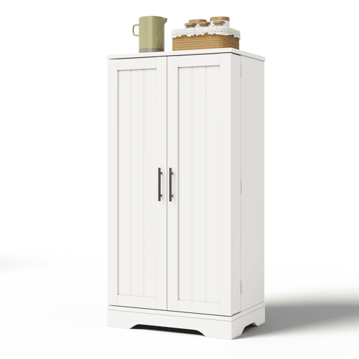 Aparador 120x60x40 cm - Com luz LED, 2 portas, prateleiras ajustáveis, branco