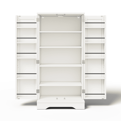 Aparador 120x60x40 cm - Com luz LED, 2 portas, prateleiras ajustáveis, branco