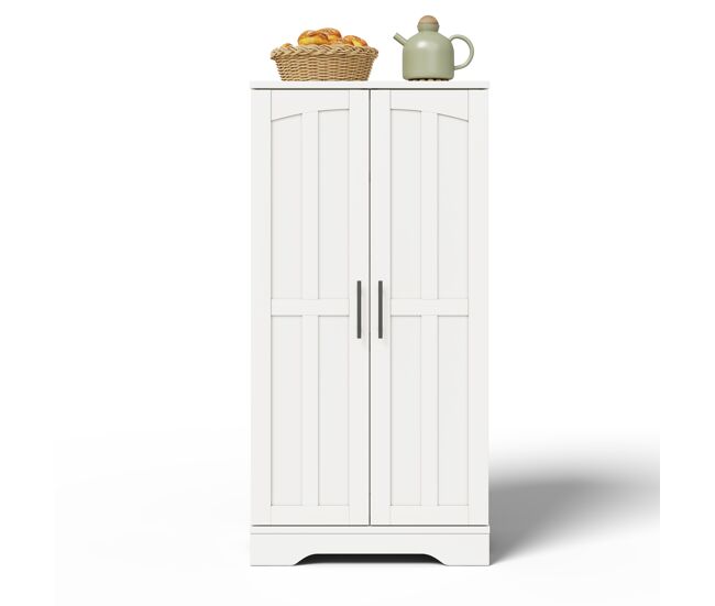 Aparador 120x60x40 cm - con luz led, 2 puertas, estantes ajustables - blanco