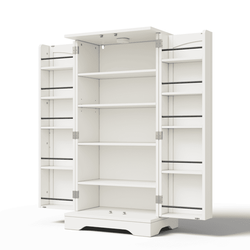 Aparador 120x60x40 cm - Com luz LED, 2 portas, prateleiras ajustáveis - Branco