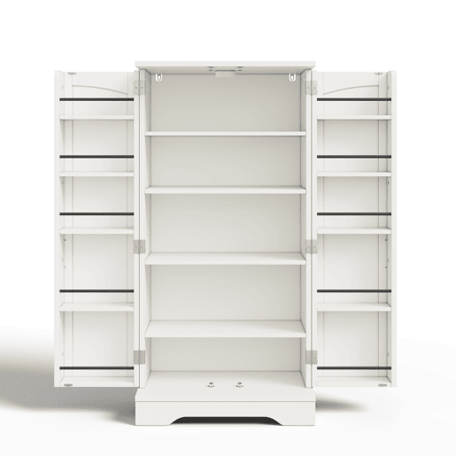Aparador 120x60x40 cm - Com luz LED, 2 portas, prateleiras ajustáveis - Branco