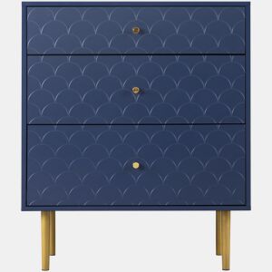Cómoda com 3 gavetas 89x75x40 cm - AparadorHighboard para quarto e sala - Azul marinho