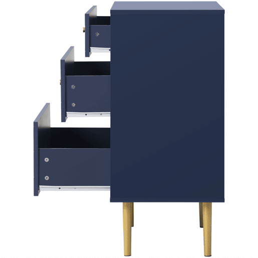 Cómoda com 3 gavetas 89x75x40 cm - AparadorHighboard para quarto e sala - Azul marinho