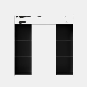 Aparador moderno 95x35x83 cm - Estilo compacto com prateleiras de vidro e porta - Preto
