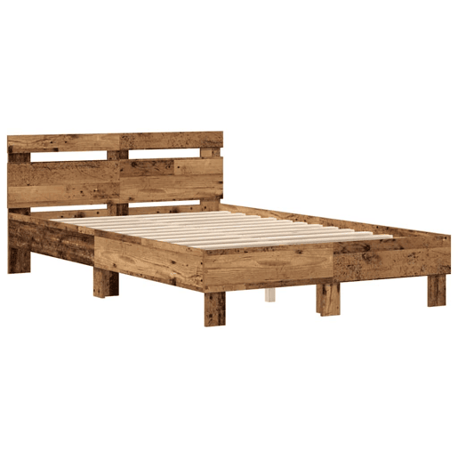 Estrutura da Cama de casal simple com led Madeira antiga 120 x 190 cm