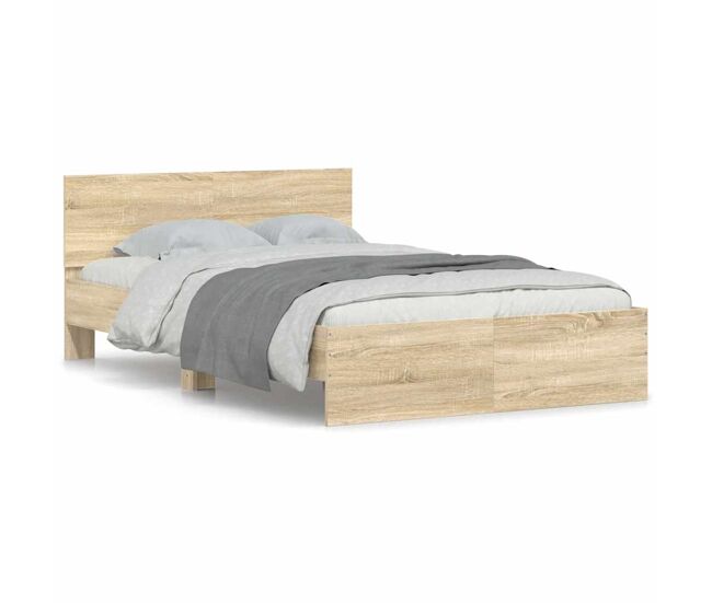 Estructura de cama matrimonial estilo con cabecero roble sonoma 120x200 cm