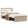 Estrutura de cama de solteiro para adultos com cabeceira 75x190 cm pinho maciço