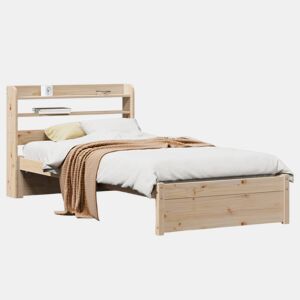 Estrutura de cama de solteiro para adultos com cabeceira 75x190 cm pinho maciço