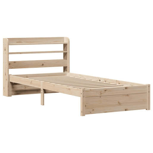 Estrutura de cama de solteiro para adultos com cabeceira 75x190 cm pinho maciço Estrutura de cama de solteiro para adultos com cabeceira 75x190 cm pinho maciço