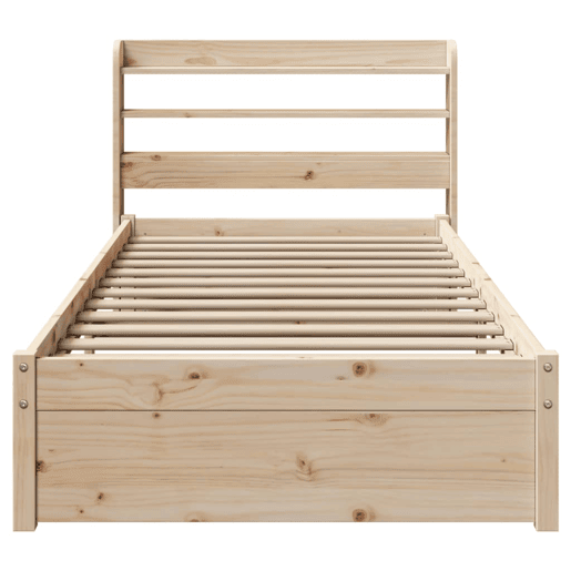 Estrutura de cama de solteiro para adultos com cabeceira 75x190 cm pinho maciço Estrutura de cama de solteiro para adultos com cabeceira 75x190 cm pinho maciço