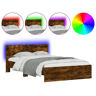 Estrutura Cama de casal simple c cabeceiraluzes LED 120x190cm carvalho fumado
