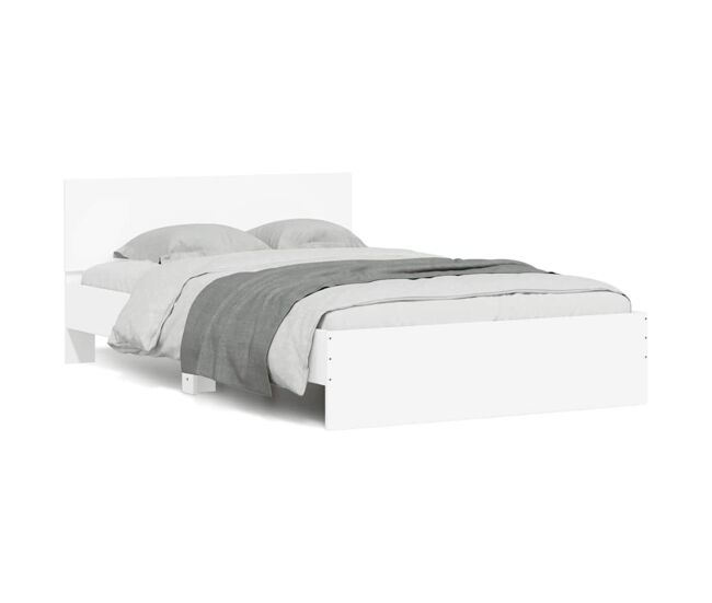 Estructura de cama matrimonial estilo con cabecero blanca 120x200 cm