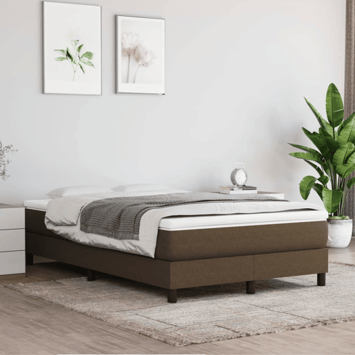 Estrutura de Cama de casal moderno com molas 120x200 cm tecido castanho-escuro