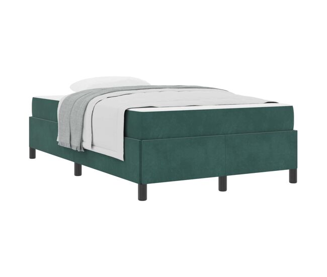 Estructura de cama doble matrimonial con colchón verde oscuro 120 x 200 cm tela