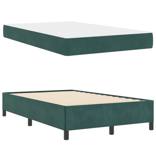 Estrutura da Cama de casal moderno com colchão Verde Escuro 120 x 200 cm tecido