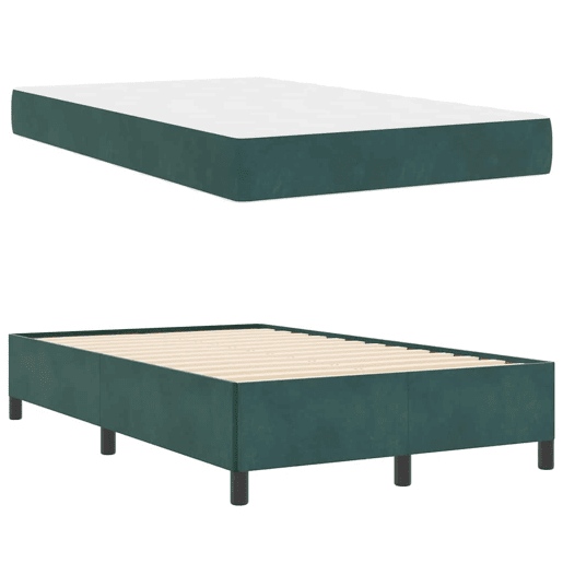 Estrutura da Cama de casal moderno com colchão Verde Escuro 120 x 200 cm tecido